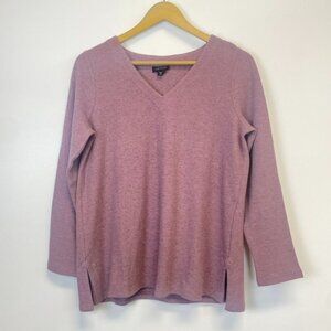 J. Jill Wearever Mauve Long Sleeve V Neck Top